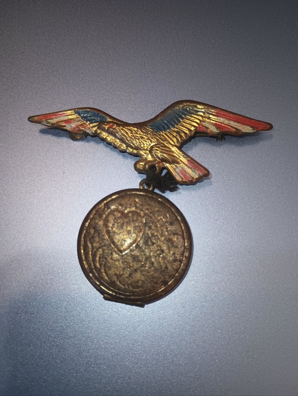WWII American Eagle Pin With Sweetheart Locket